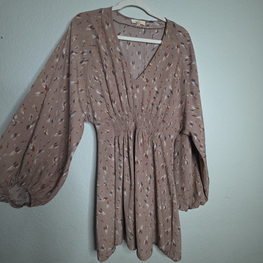 Elegant Women's Dress in Brown Pattern